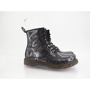 Dr. Doc Martens 1460 Junior Combat Boots Size 7 Black Glitter Lace Up Shoes